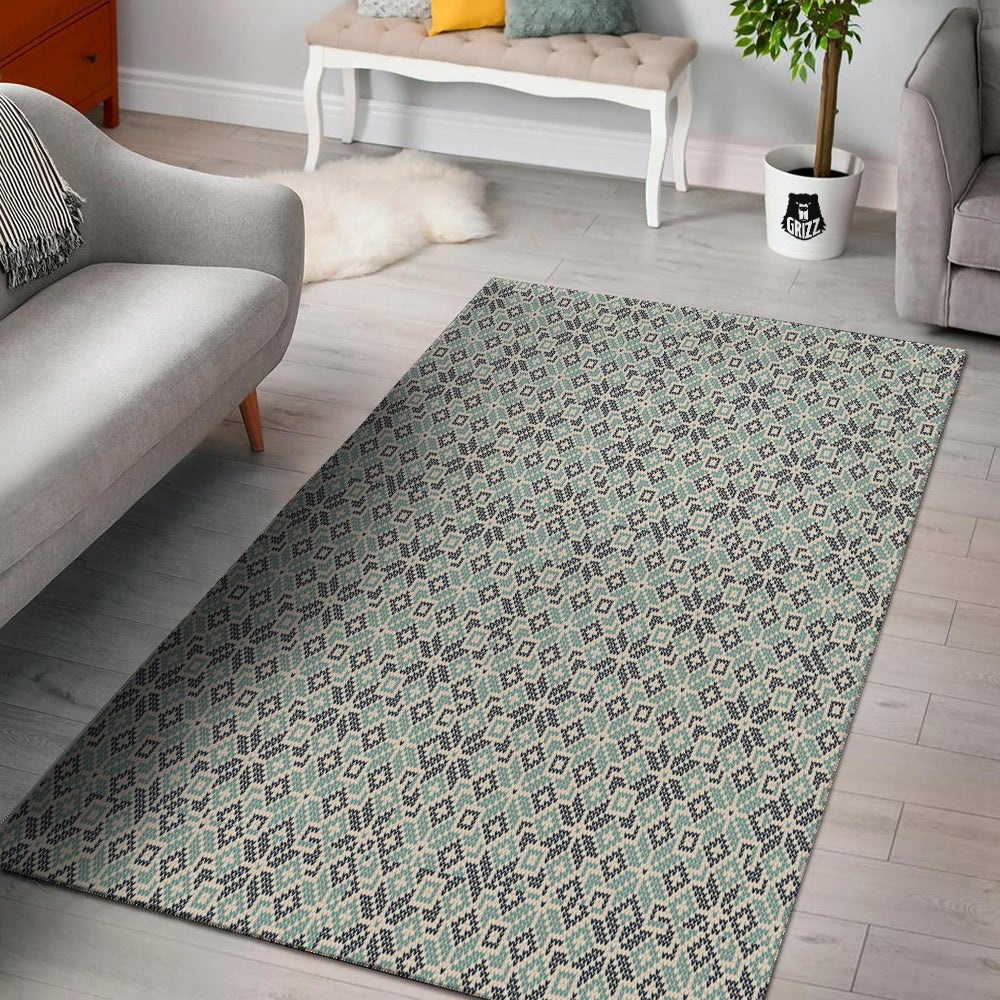 Knitted Snow Print Pattern Floor Mat-grizzshop