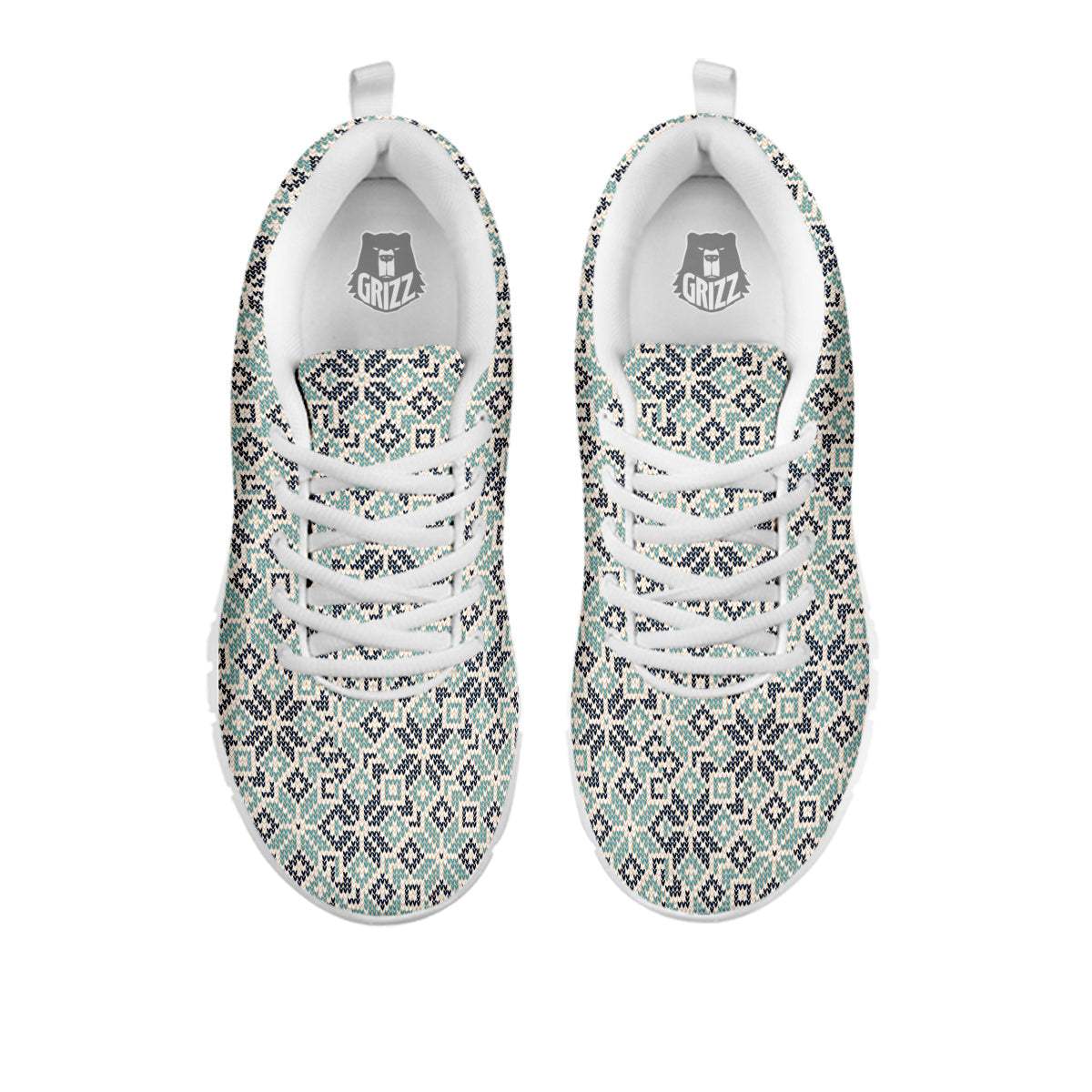 Knitted Snow Print Pattern White Sneaker-grizzshop