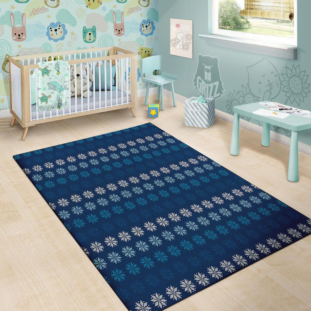 Knitted Snowflakes Print Pattern Floor Mat-grizzshop