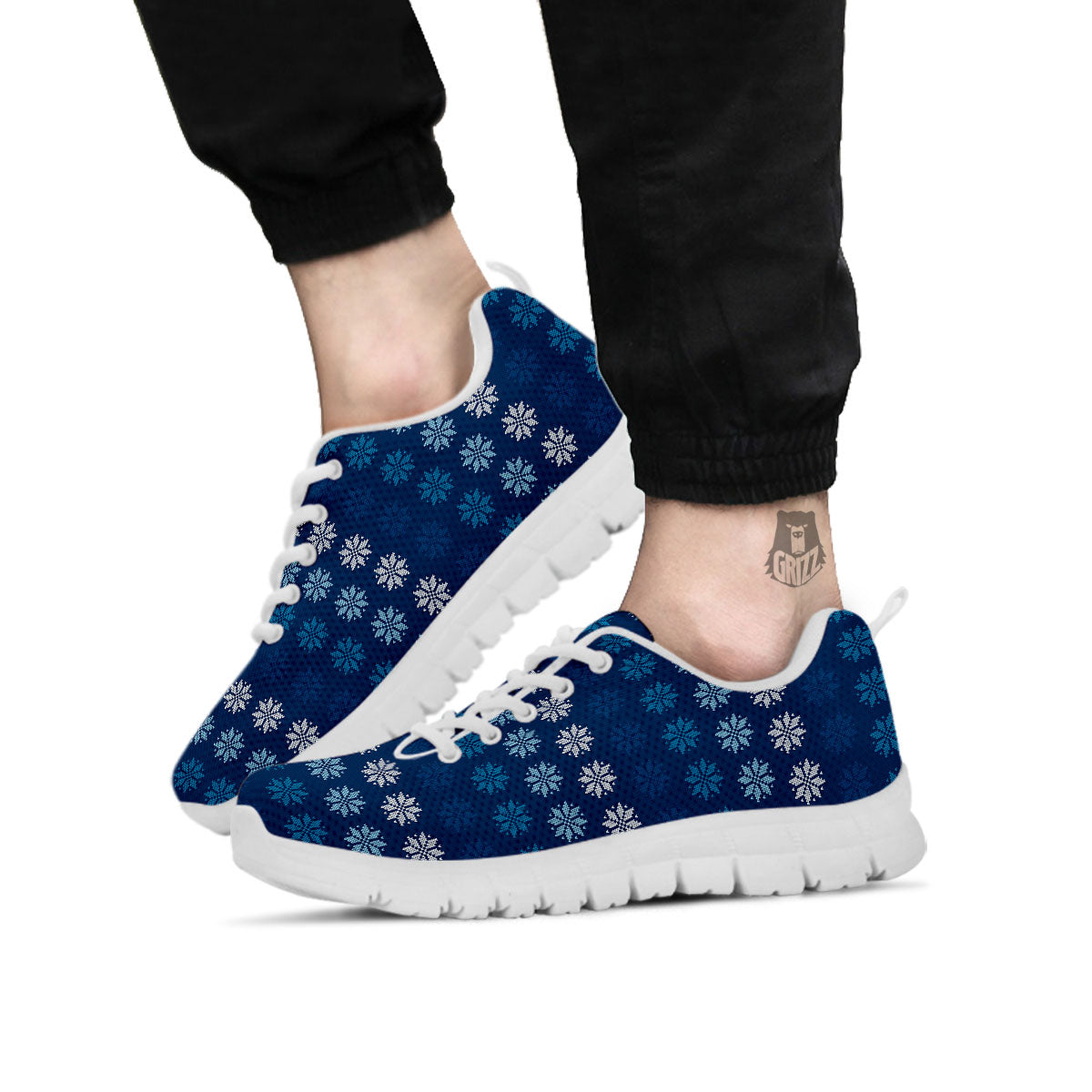 Knitted Snowflakes Print Pattern White Sneaker-grizzshop