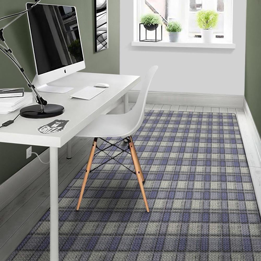 Knitted Tartan Print Pattern Floor Mat-grizzshop