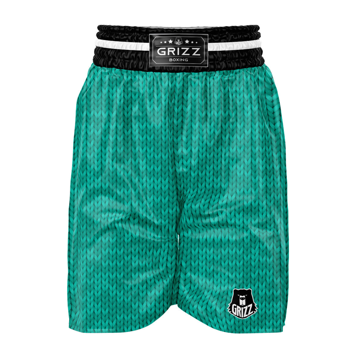Knitted Turquoise Print Pattern Boxing Shorts-grizzshop