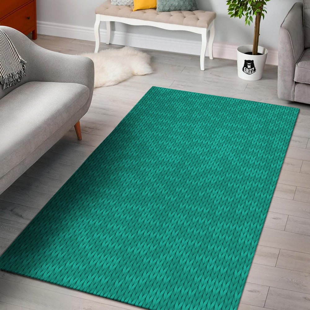 Knitted Turquoise Print Pattern Floor Mat-grizzshop