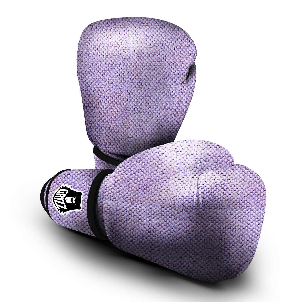 Knitted Violet Print Pattern Boxing Gloves-grizzshop