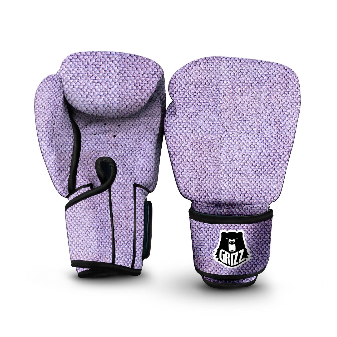 Knitted Violet Print Pattern Boxing Gloves-grizzshop