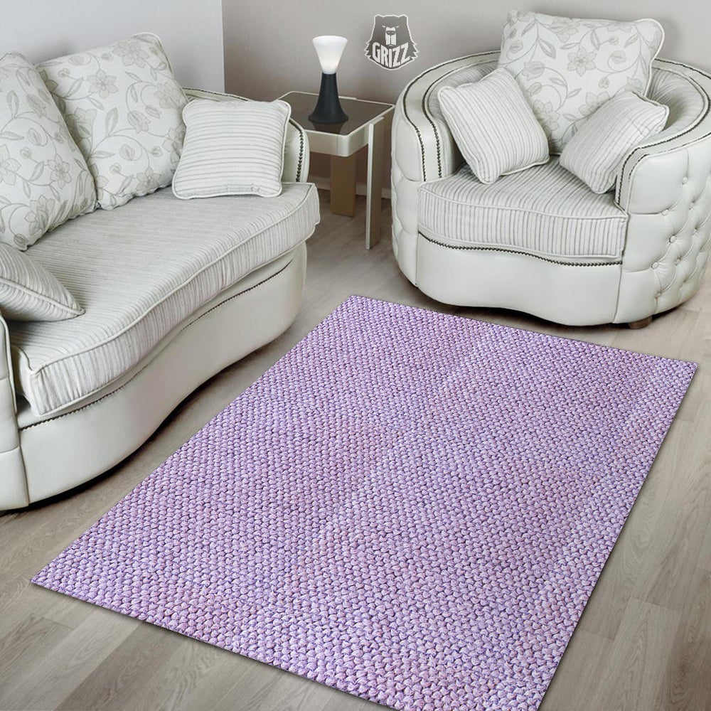 Knitted Violet Print Pattern Floor Mat-grizzshop
