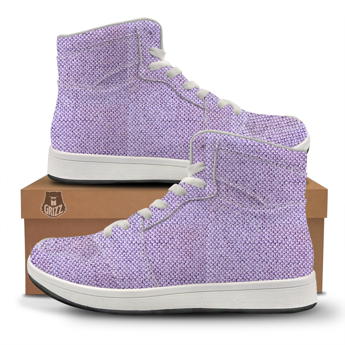 Knitted Violet Print Pattern High Top Sneakers-grizzshop