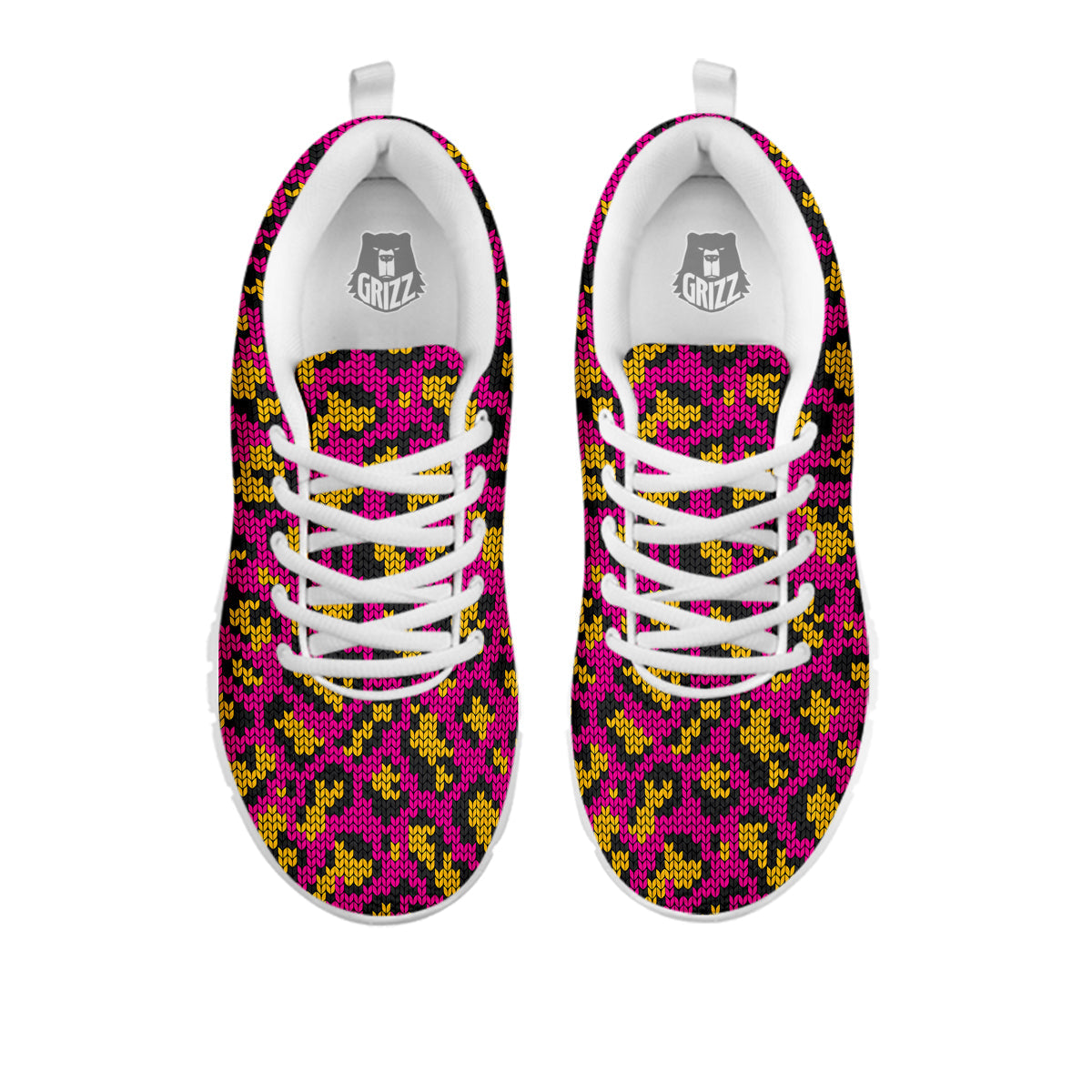 Knitted Wild Pink Leopard Print Pattern White Sneaker-grizzshop