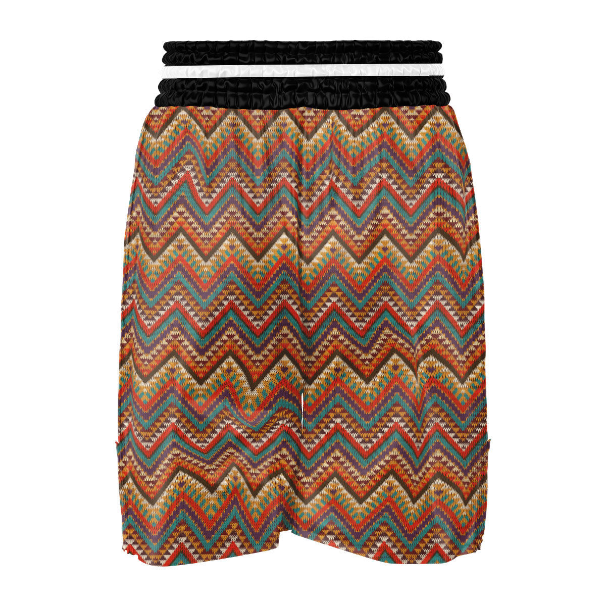 Knitted Zigzag Print Pattern Boxing Shorts-grizzshop