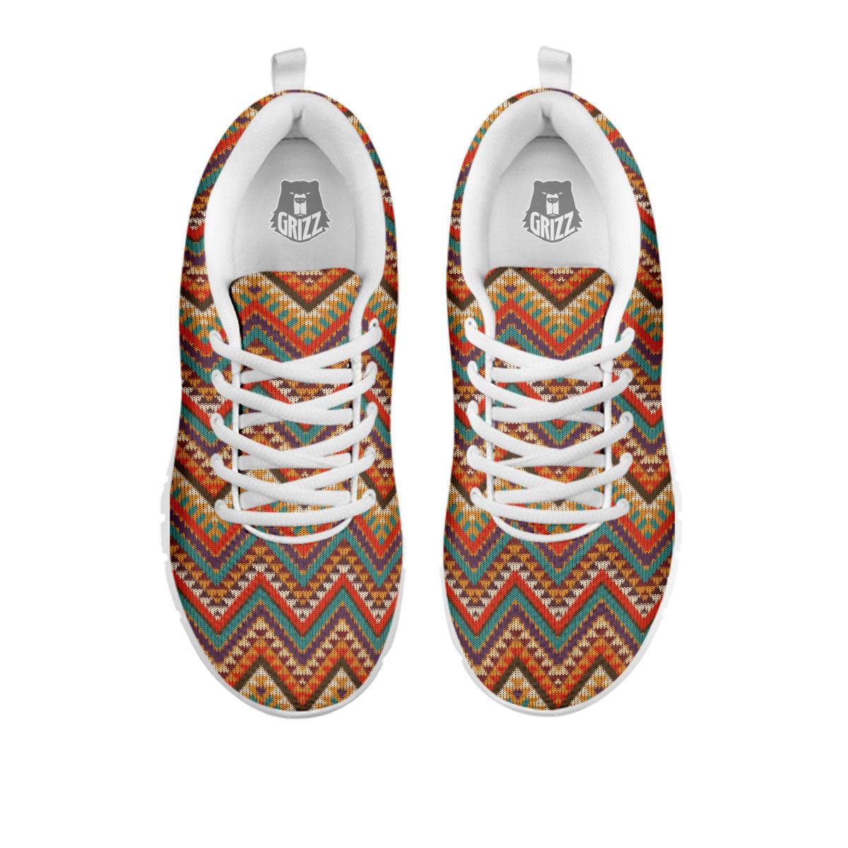 Knitted Zigzag Print Pattern White Sneaker-grizzshop