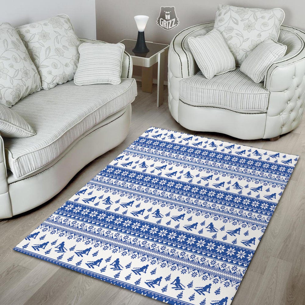 Knitting Winter Ski Print Pattern Floor Mat-grizzshop