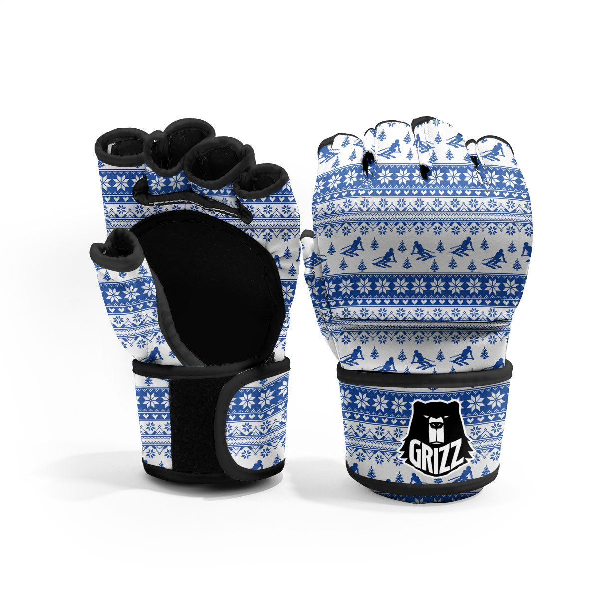 Knitting Winter Ski Print Pattern MMA Gloves-grizzshop