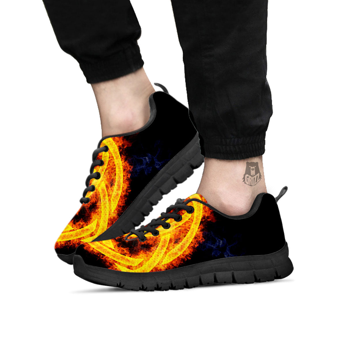 Knot Fire Celtic Print Black Sneaker-grizzshop