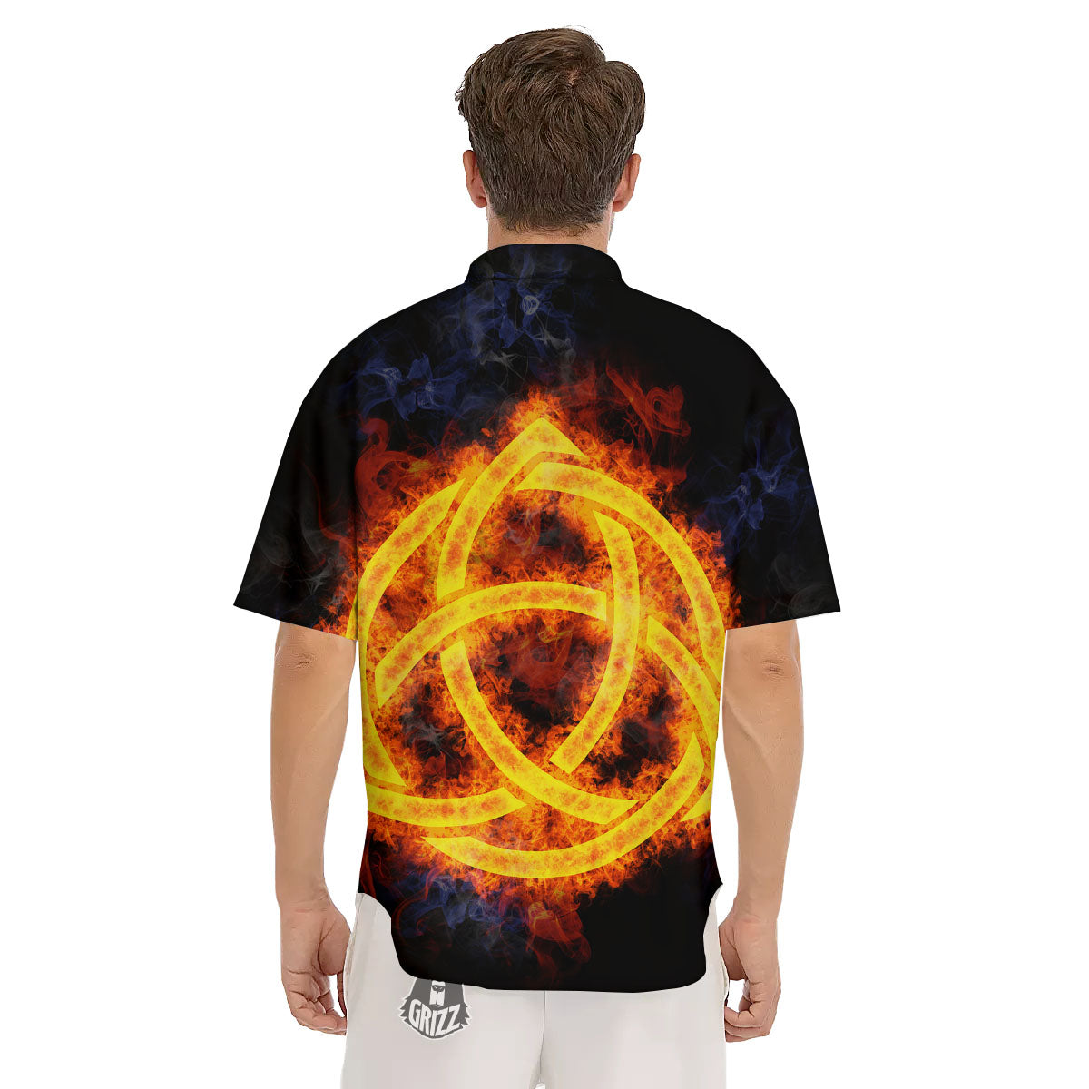 Knot Fire Celtic Print Men's Short Sleeve Shirts-grizzshop