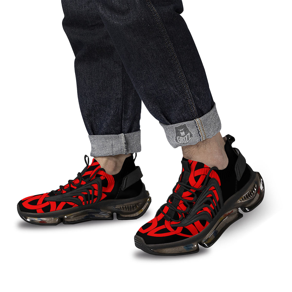 Knot Red Celtic Print Black Gym Shoes-grizzshop