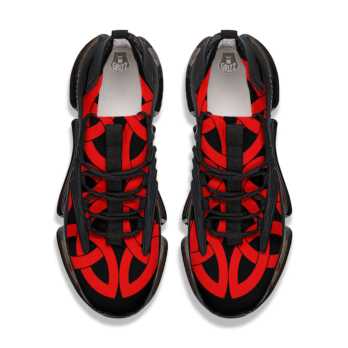Knot Red Celtic Print Black Gym Shoes-grizzshop