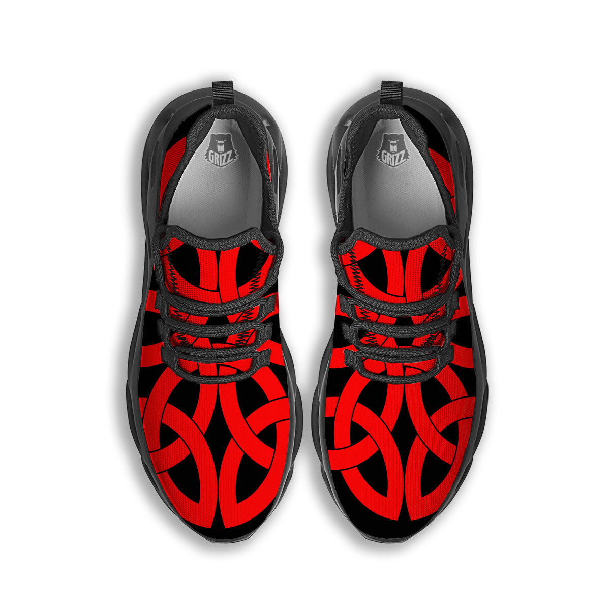 Knot Red Celtic Print Black Running Shoes-grizzshop