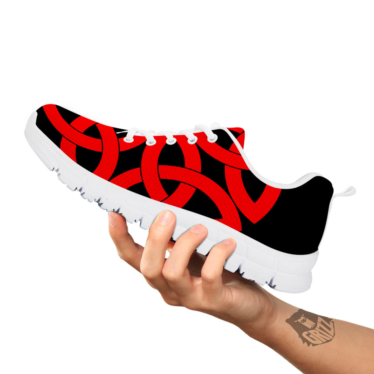 Knot Red Celtic Print White Sneaker-grizzshop