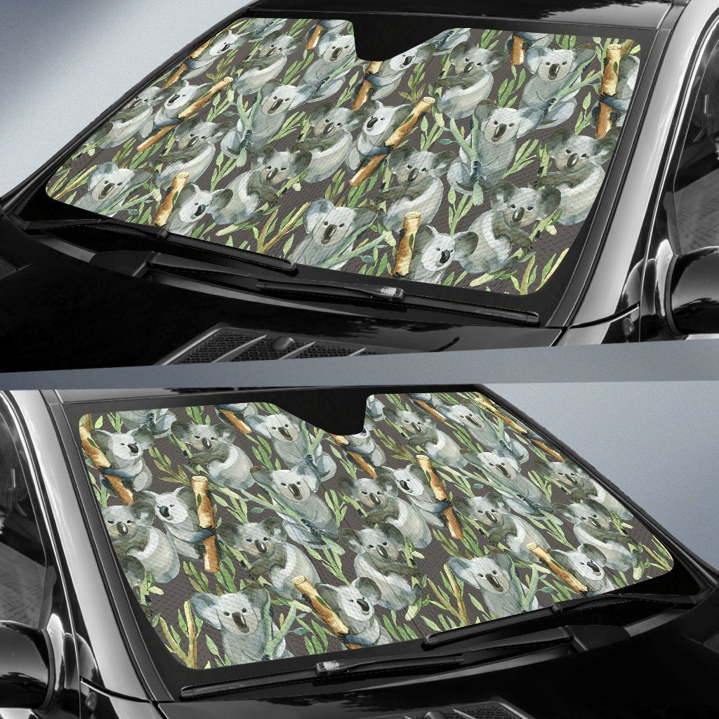 Koala Bamboo Pattern Print Car Sun Shade-grizzshop