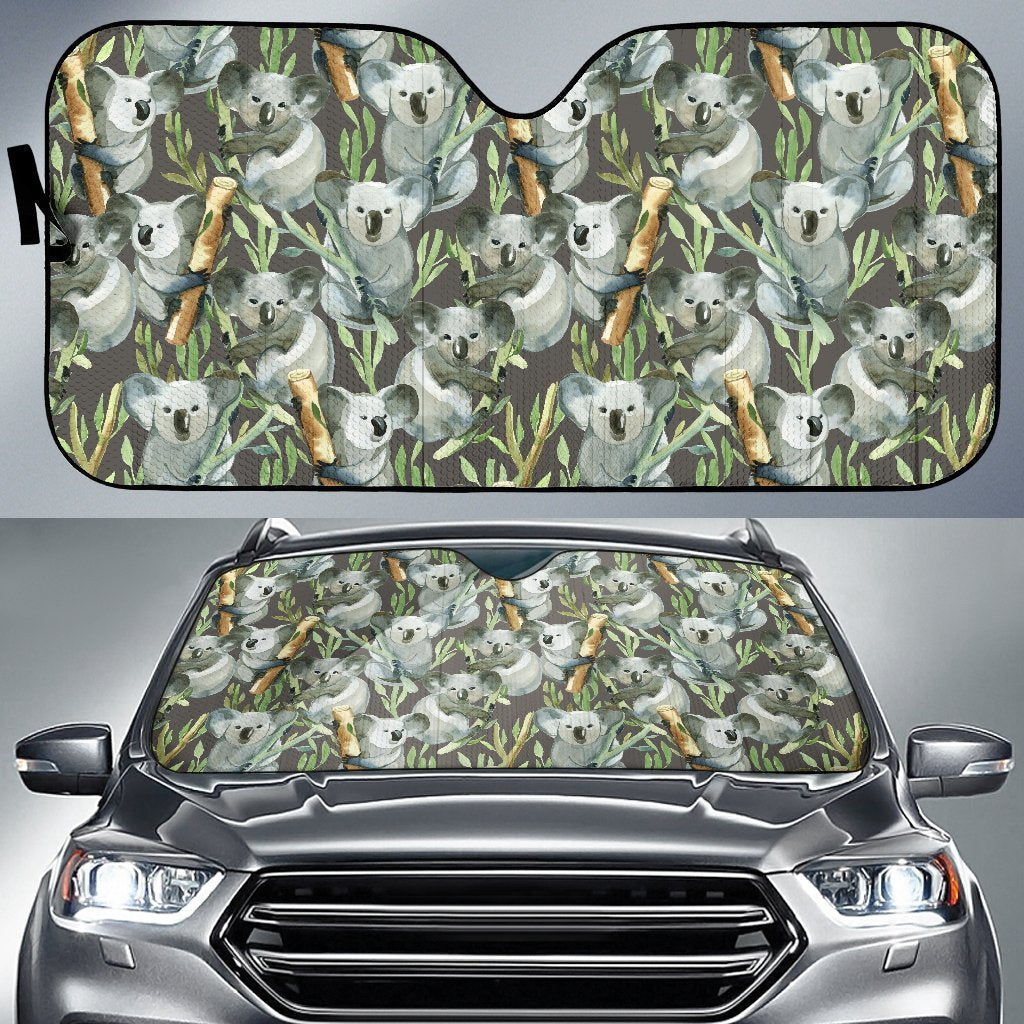 Koala Bamboo Pattern Print Car Sun Shade-grizzshop