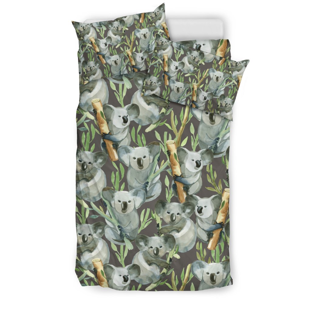 Koala Bamboo Pattern Print Duvet Cover Bedding Set-grizzshop