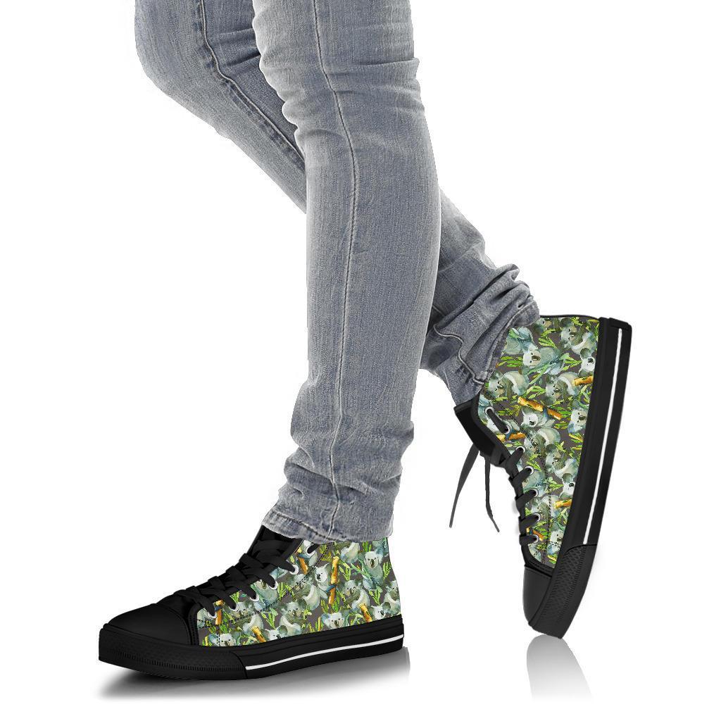 Koala Bamboo Pattern Print Men Women's High Top Shoes-grizzshop