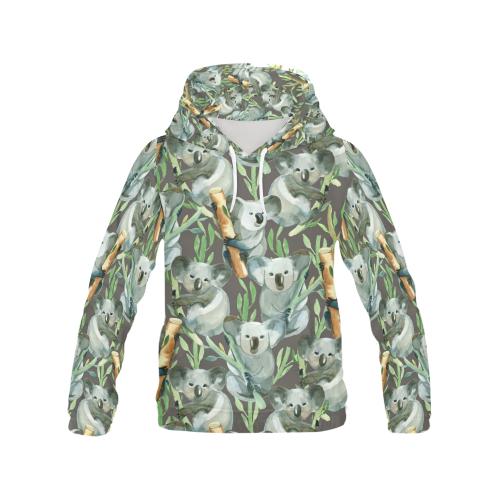 Koala Bamboo Pattern Print Women Pullover Hoodie-grizzshop