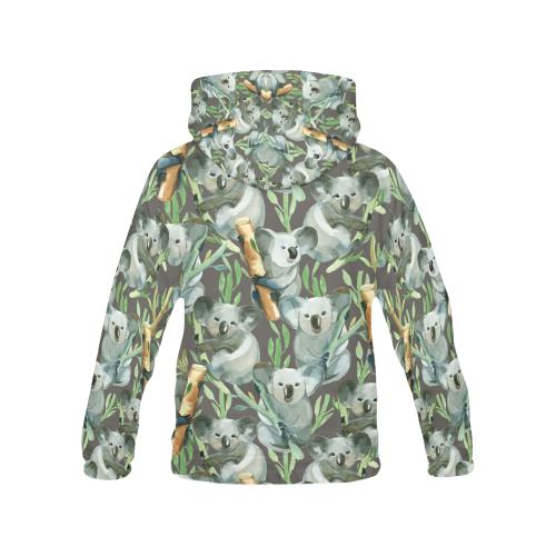 Koala Bamboo Pattern Print Women Pullover Hoodie-grizzshop