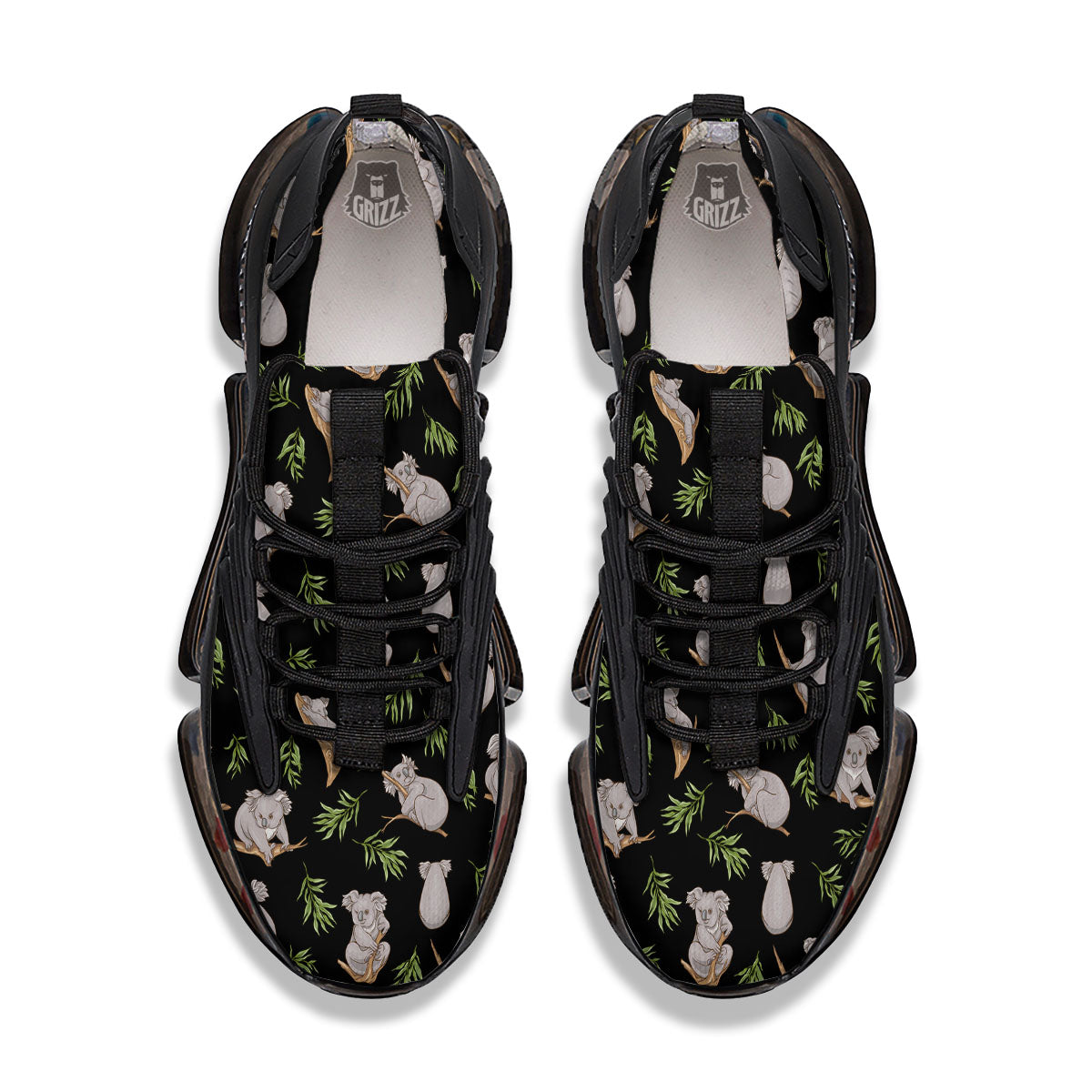 Koala Bear Black Print Pattern Black Gym Shoes-grizzshop
