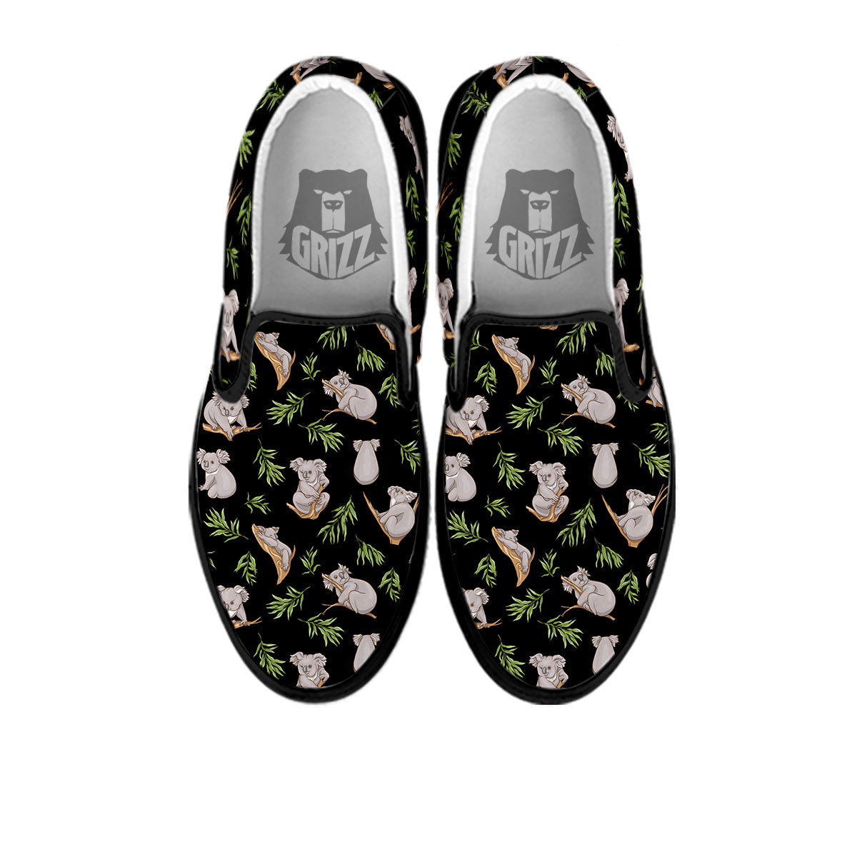 Koala Bear Black Print Pattern Black Slip On Shoes-grizzshop