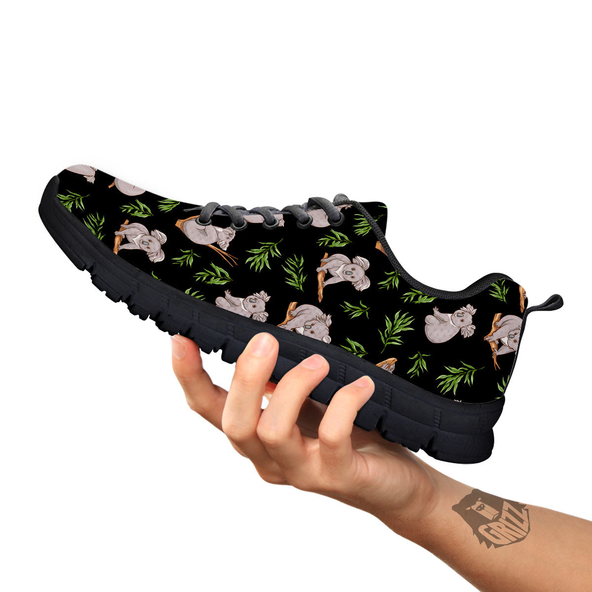 Koala Bear Black Print Pattern Black Sneaker-grizzshop