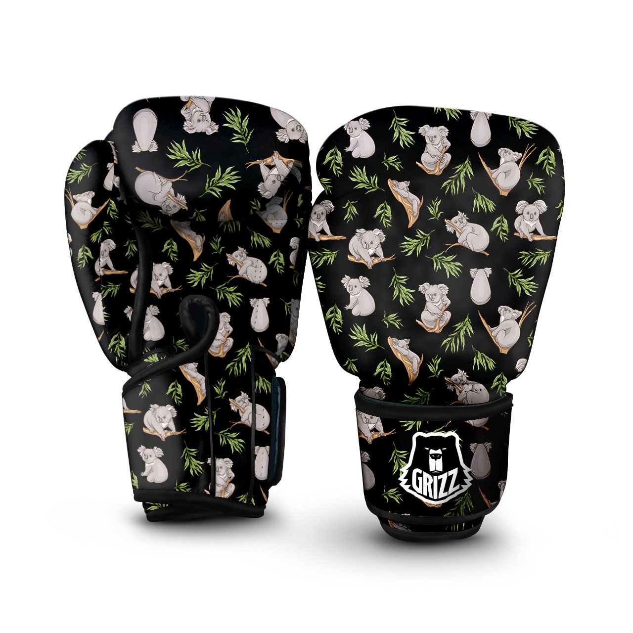 Koala Bear Black Print Pattern Boxing Gloves-grizzshop