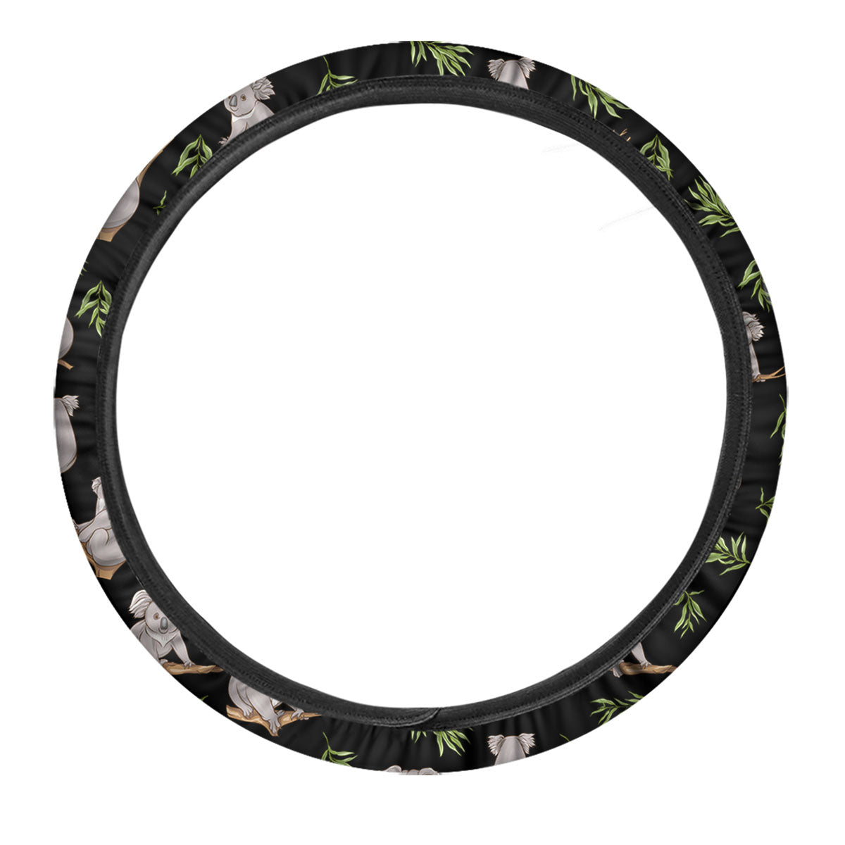 Koala Bear Black Print Pattern Car Steering Wheel Cover-grizzshop