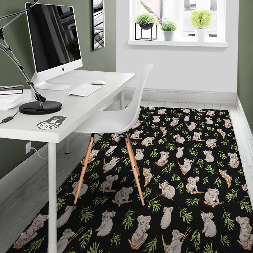 Koala Bear Black Print Pattern Floor Mat-grizzshop