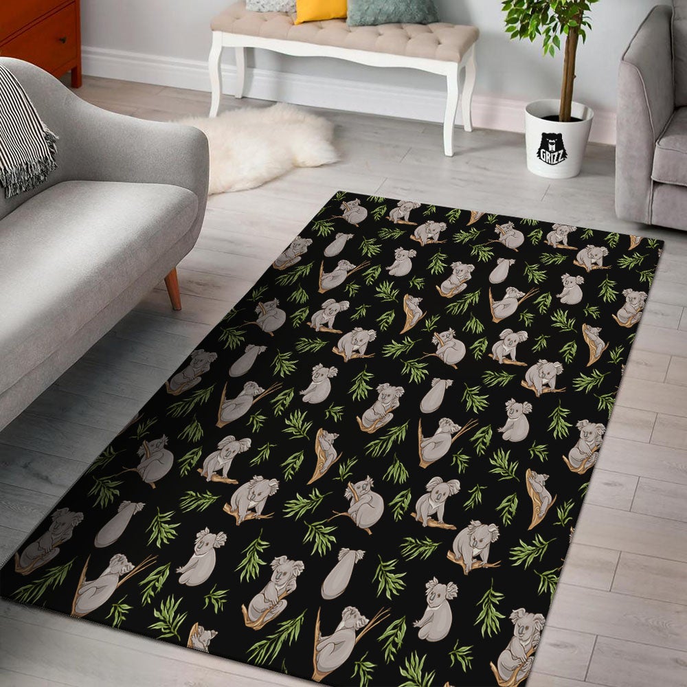 Koala Bear Black Print Pattern Floor Mat-grizzshop
