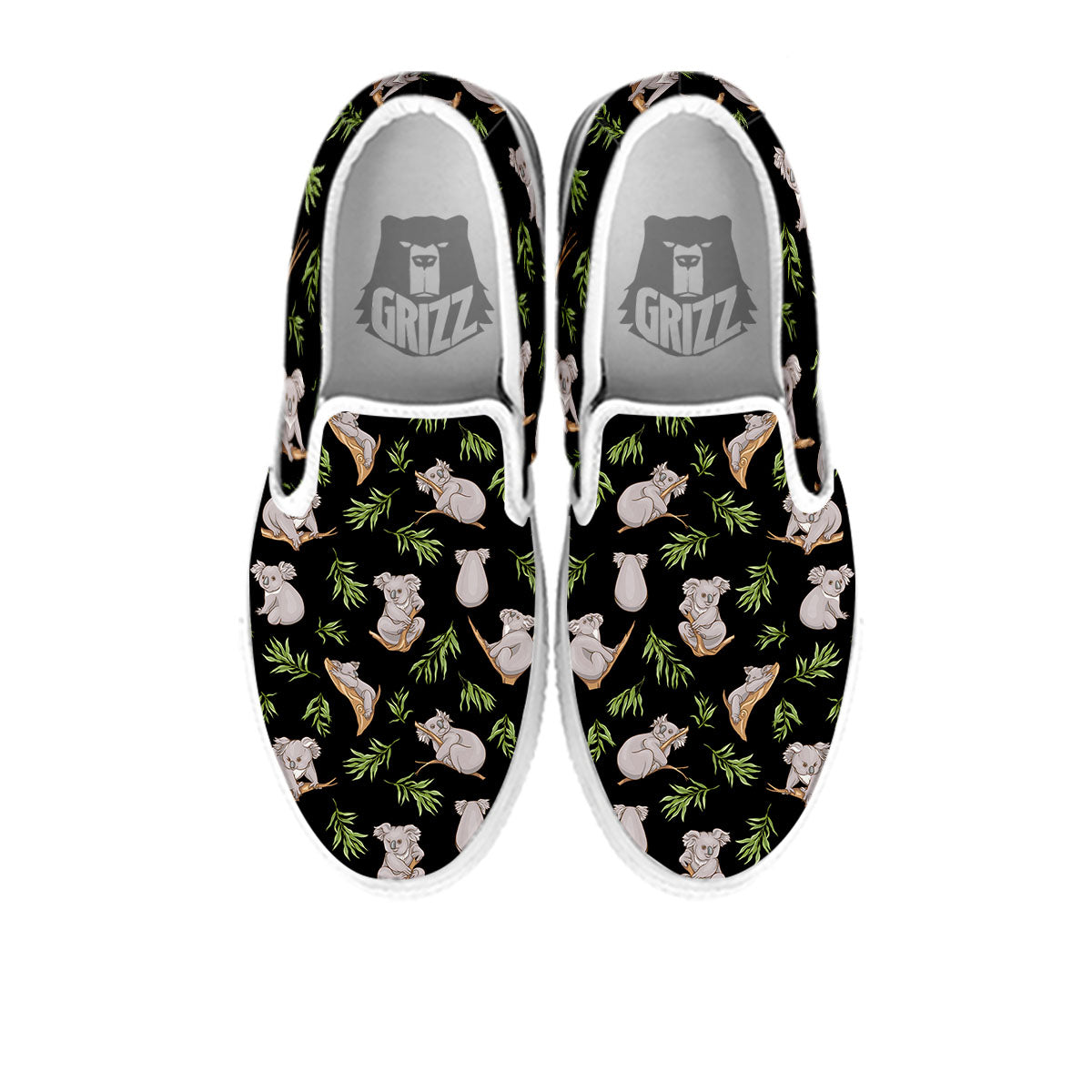 Koala Bear Black Print Pattern White Slip On Shoes-grizzshop