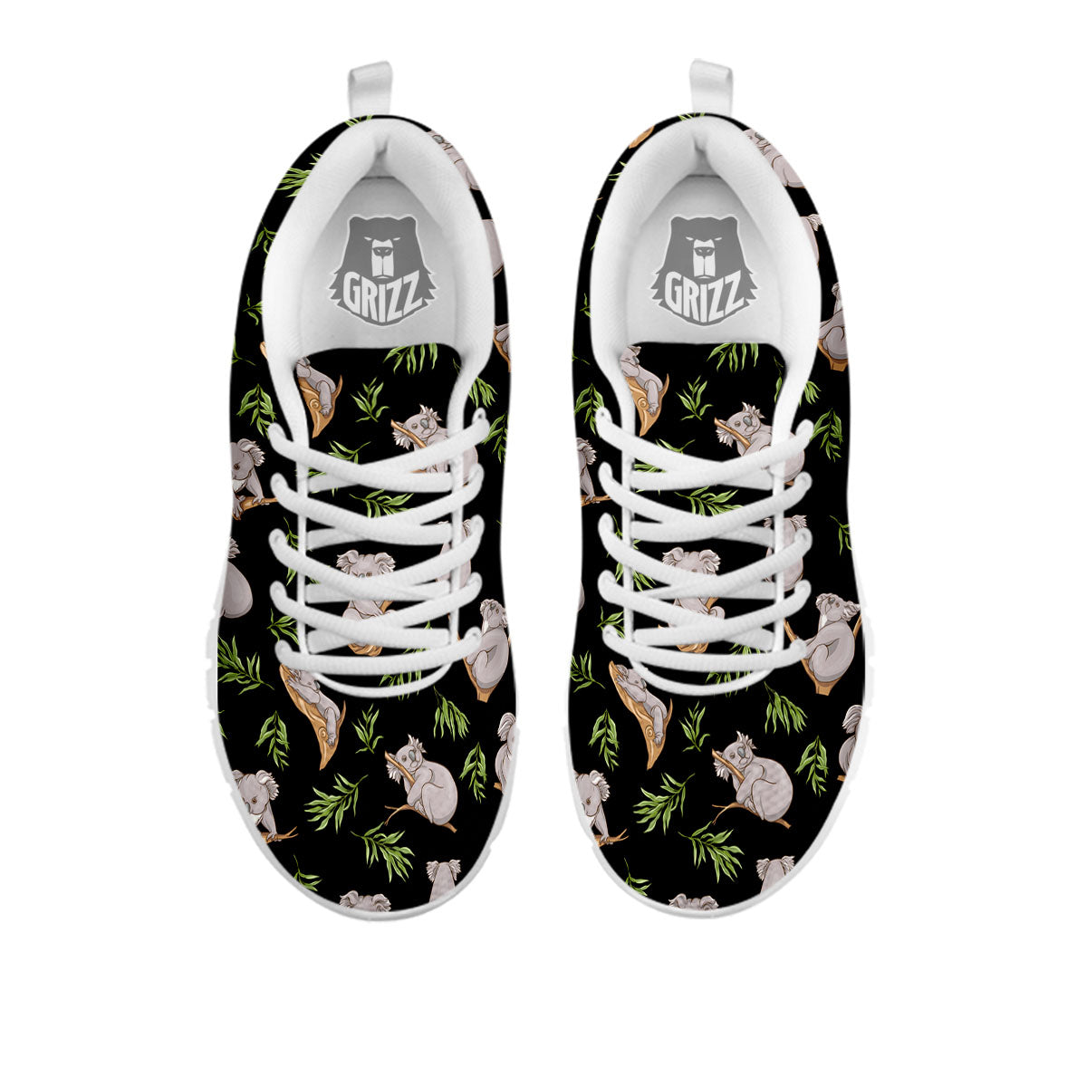 Koala Bear Black Print Pattern White Sneaker-grizzshop