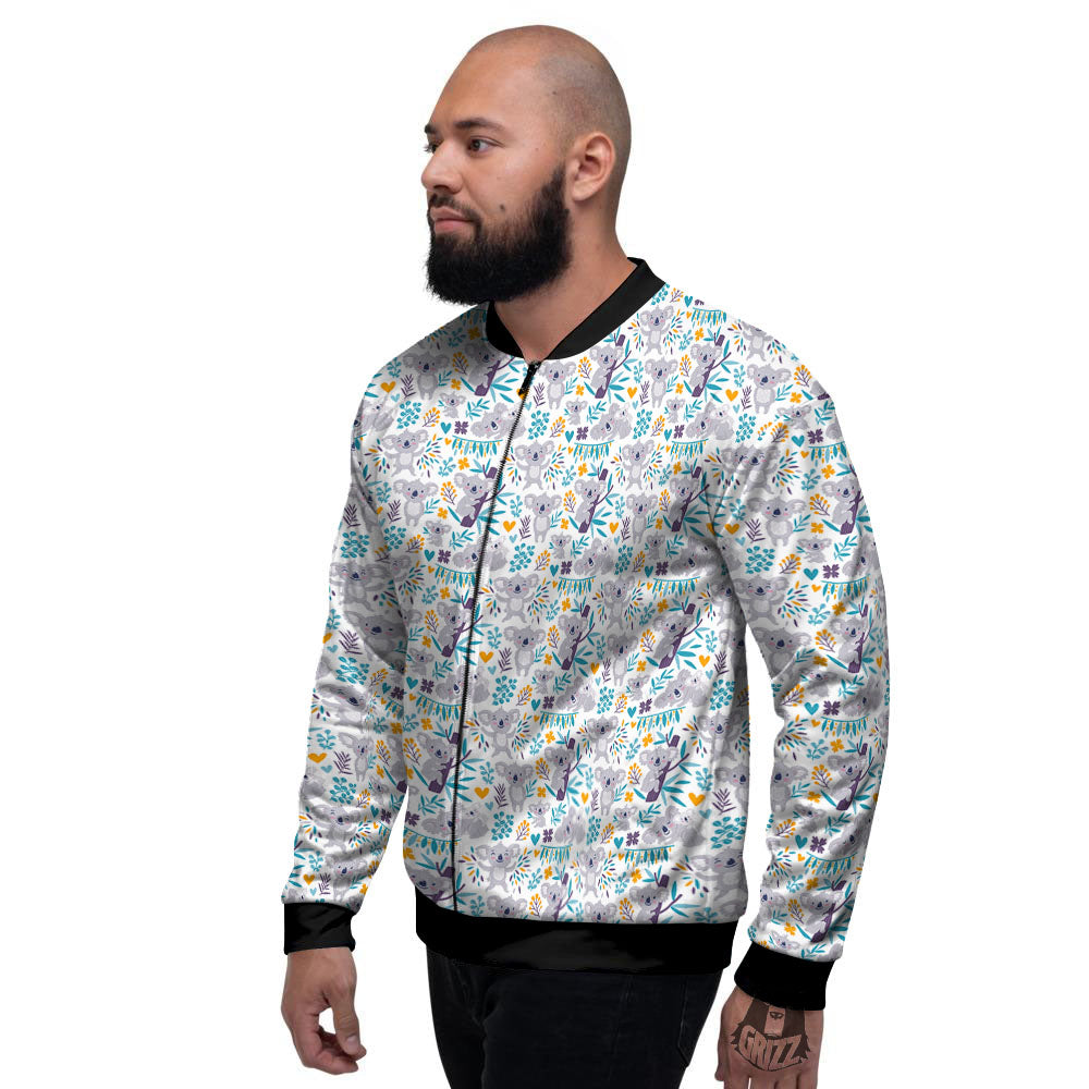 Koala Cartoon Print Pattern Men's Bomber Jacket-grizzshop