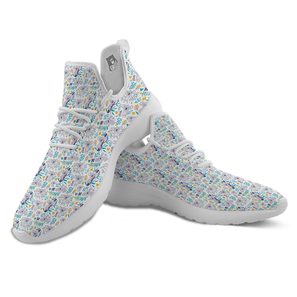 Koala Cartoon Print Pattern White Athletic Shoes-grizzshop