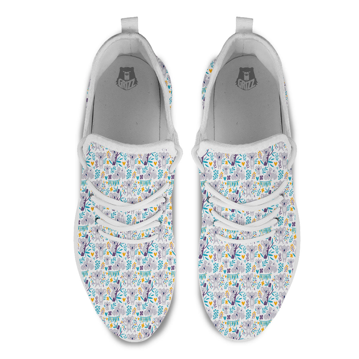 Koala Cartoon Print Pattern White Athletic Shoes-grizzshop
