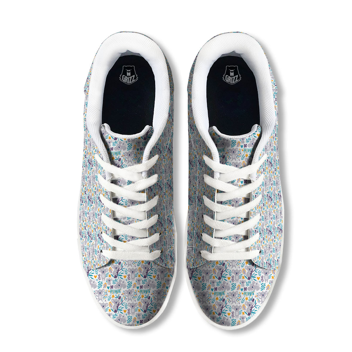 Koala Cartoon Print Pattern White Low Top Sneakers-grizzshop