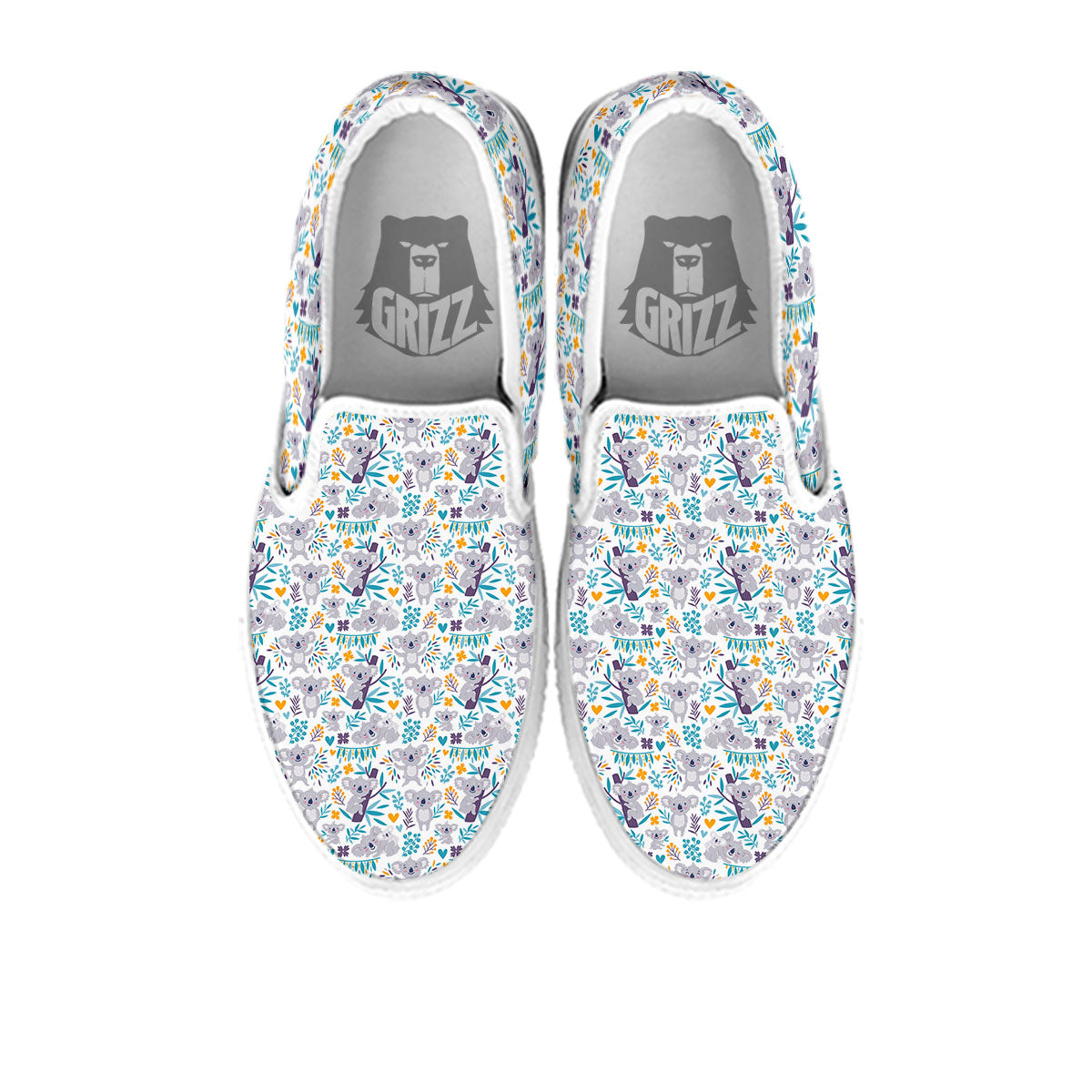 Koala Cartoon Print Pattern White Slip On Shoes-grizzshop