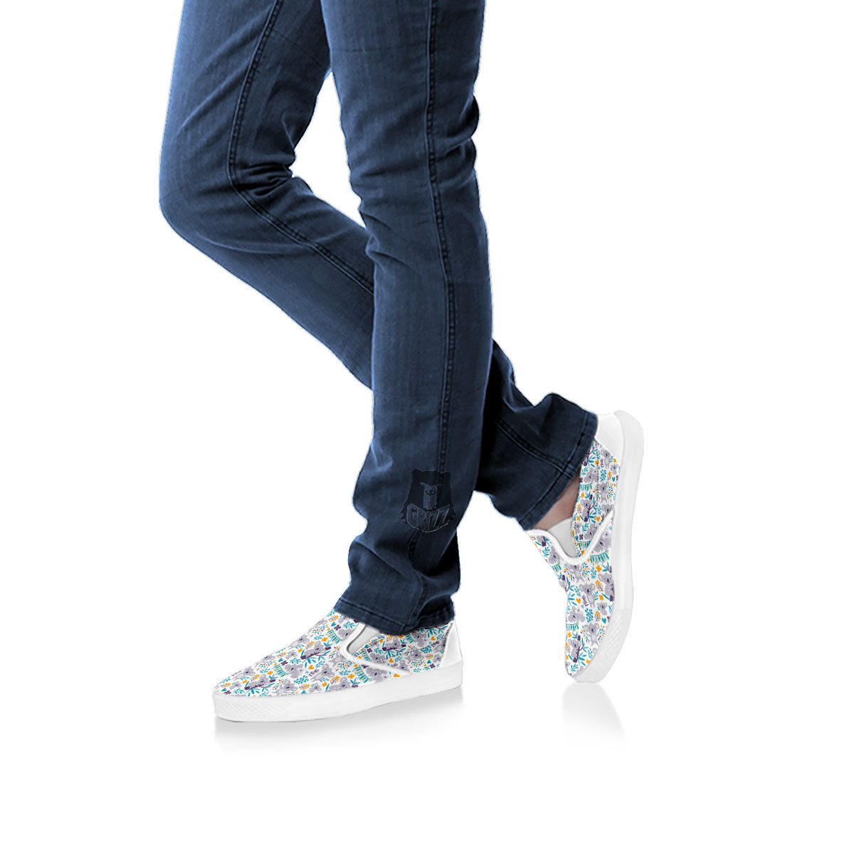 Koala Cartoon Print Pattern White Slip On Shoes-grizzshop