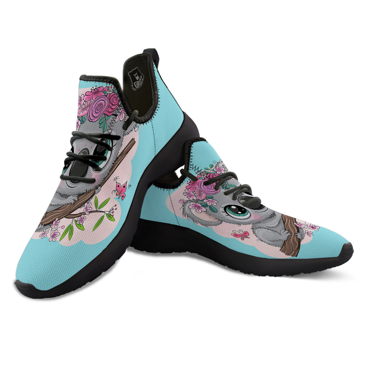 Koala Cute Print Black Athletic Shoes-grizzshop