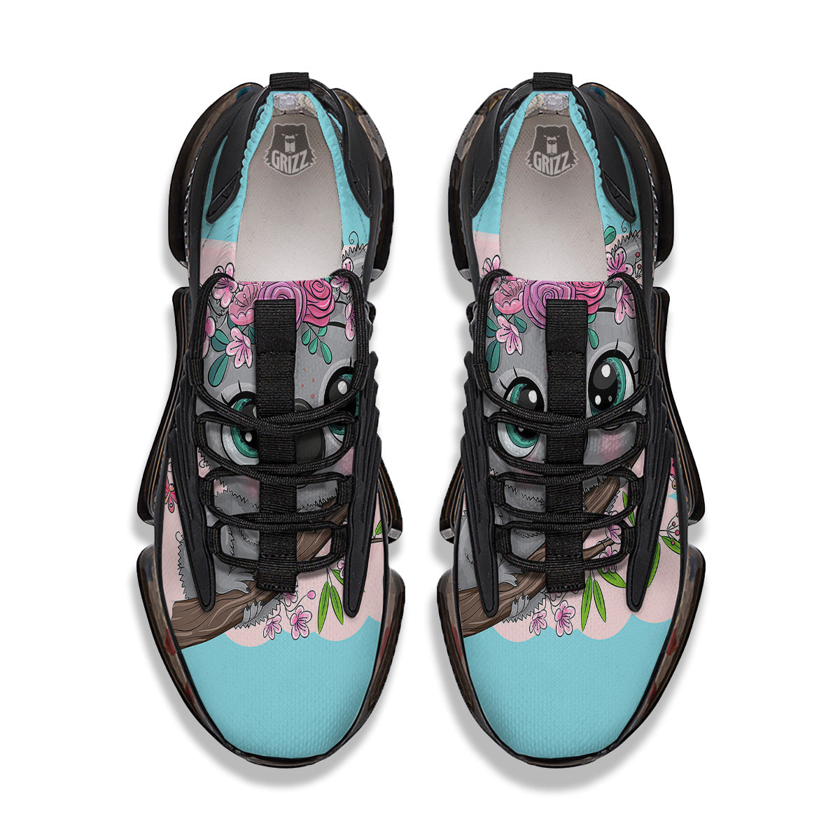 Koala Cute Print Black Gym Shoes-grizzshop