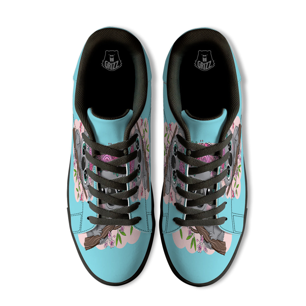 Koala Cute Print Black Low Top Sneakers-grizzshop