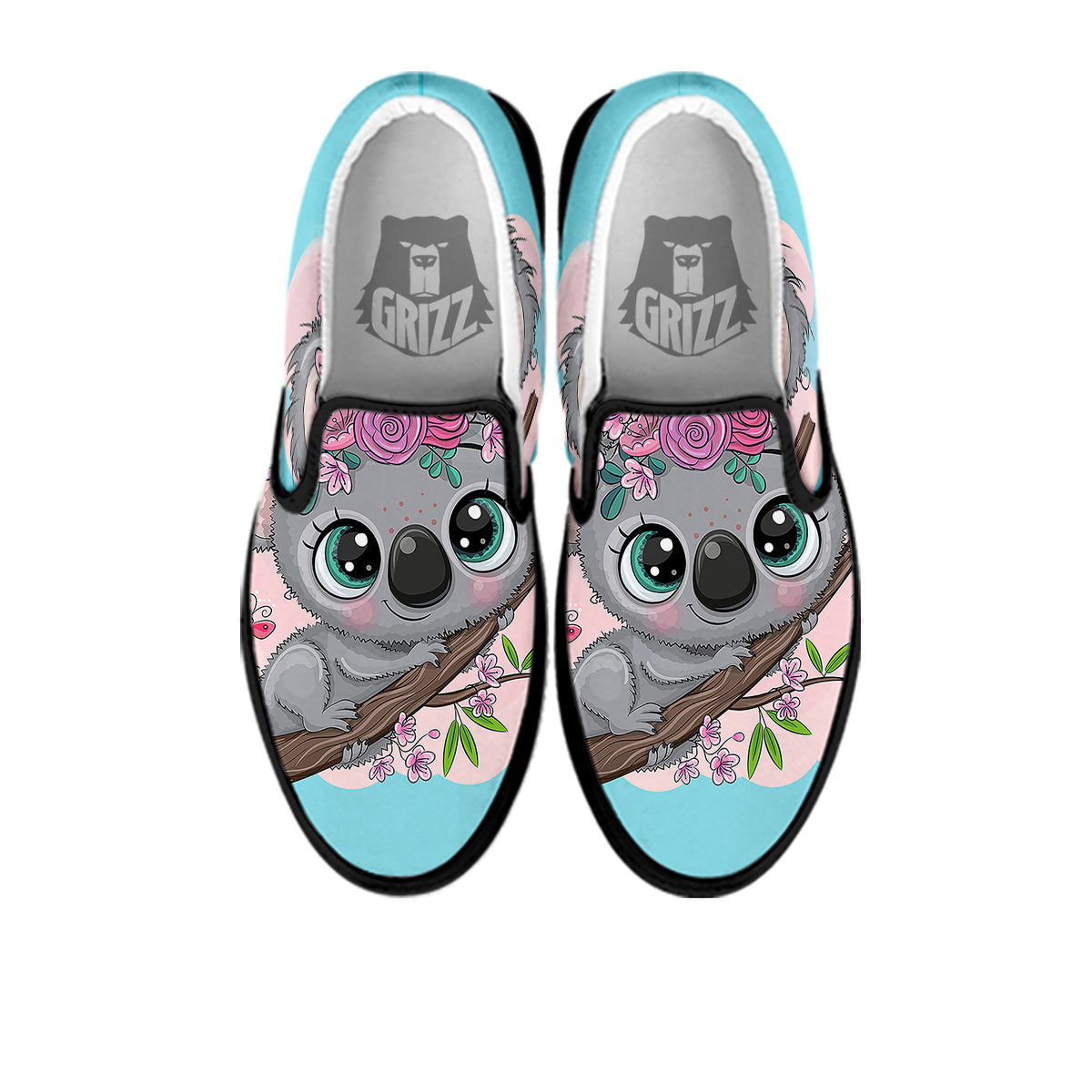Koala Cute Print Black Slip On Shoes-grizzshop