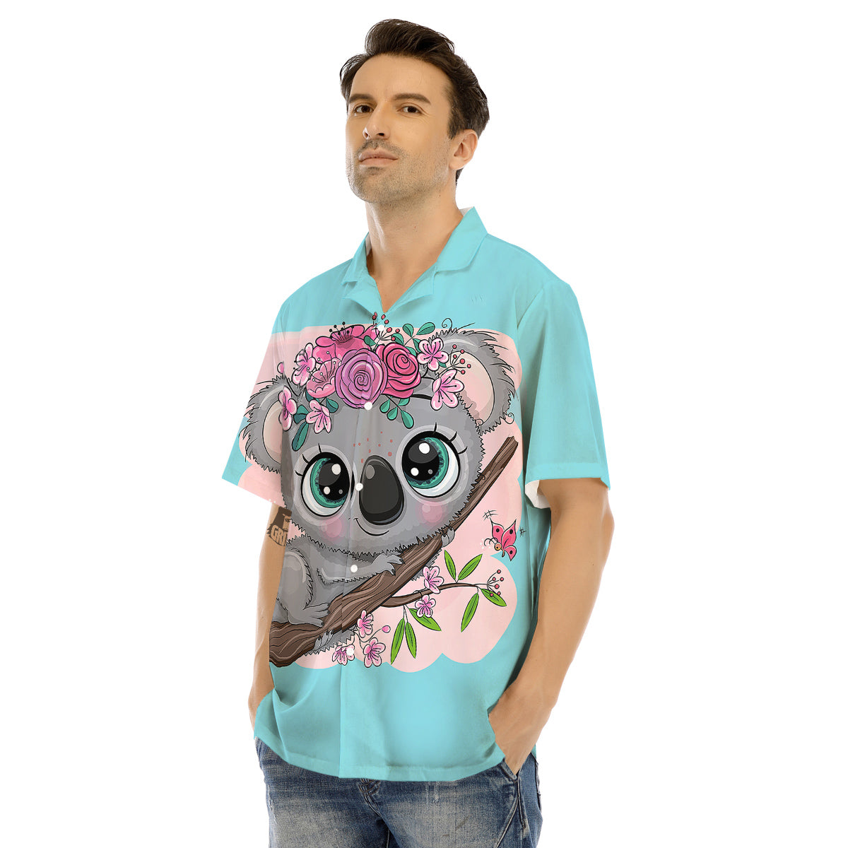 Koala Cute Print Men's Hawaiian Shirt-grizzshop