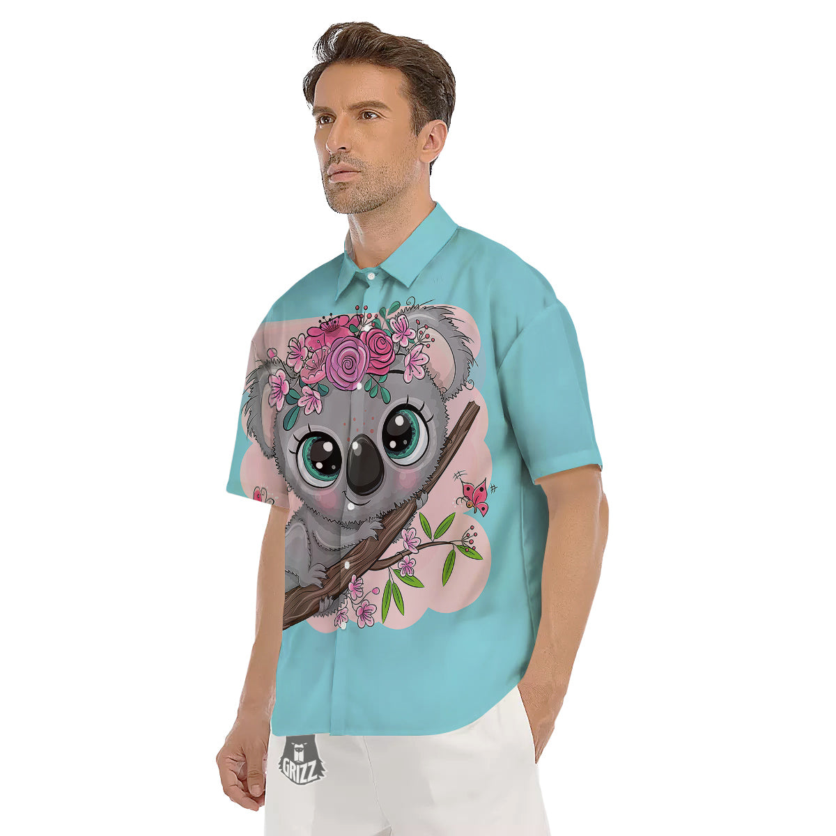 Koala Cute Print Men's Short Sleeve Shirts-grizzshop