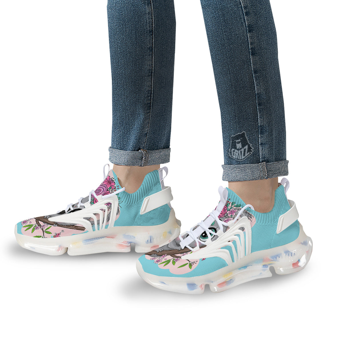 Koala Cute Print White Gym Shoes-grizzshop